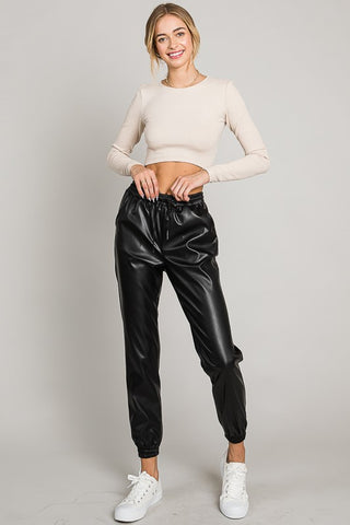 Faux Leather Jogger Pants