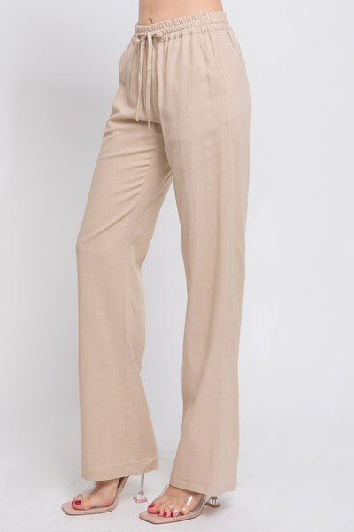 Pantalon Recto de Lino con Jareta