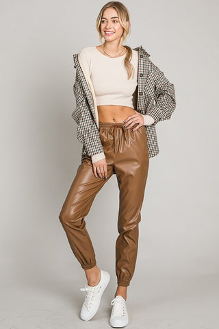 Faux Leather Jogger Pants