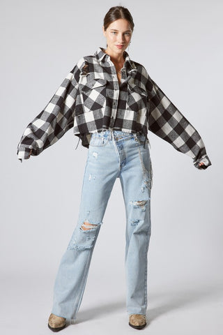 DESTROYED PLAID TOP Brand: Signature8