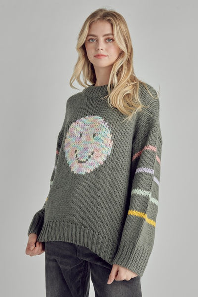 Smiley Face Heavy Knit Sweater