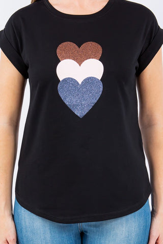 Three Heart Graphic Tee