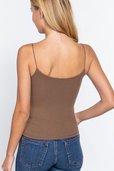 Ribbed Cami Top with Bra Cup