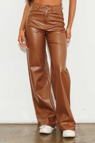 Premium Faux Leather Wide Leg Pants