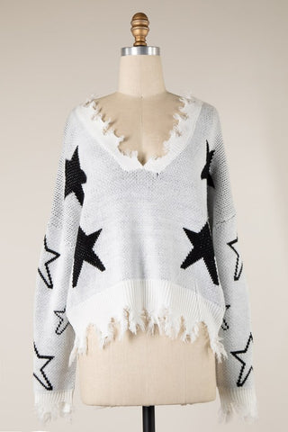 Sweater Tejido Distressed de Estrellas