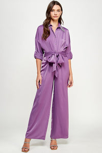 JumpSuit de Satin Cuello Decorado