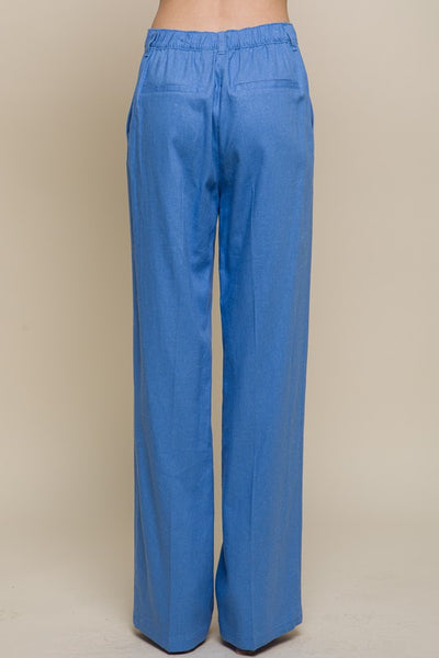 Pantalon de Lino Recto con Boton