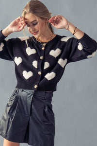 Heart Pattern knit Sweater Cardigan