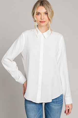 Hidden Button Crepe Shirt