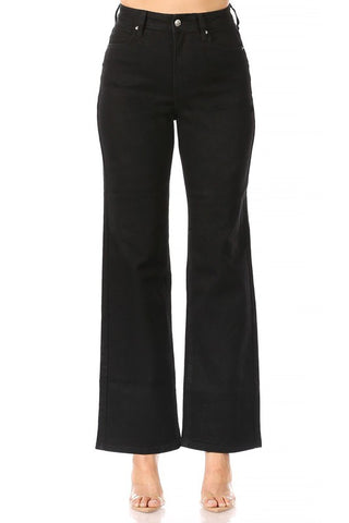 Relaxed Straight Leg Black Denim Jeans