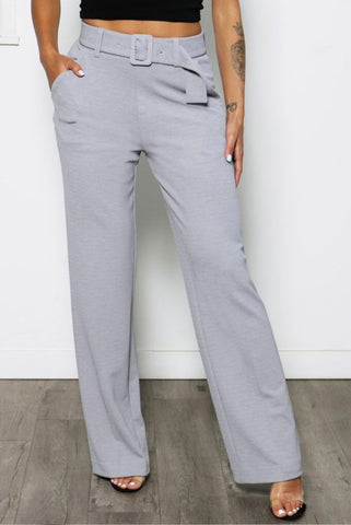 Pantalon Stretch Wide Leg con Cinto