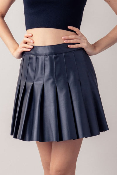 Pleather Pleated Mini Skirt