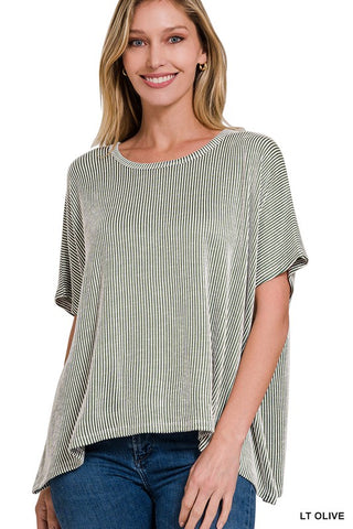 OverSized Ribbed Striped T-Shirt