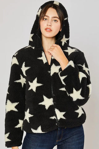 Reversible Star- Sherpa Fleece Zip Up Jacket