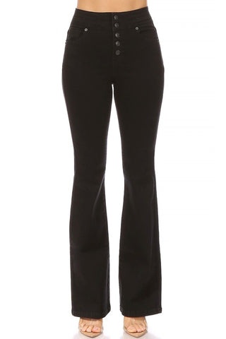 Slim Flare Stretch Black Denim Jeans