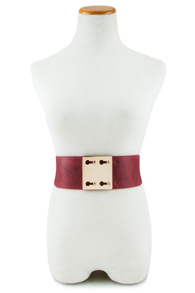 Metal Buckle Accent Elastic Belt