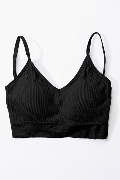 Solid Padded Ribbed Bralette