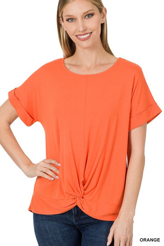 RAYON SPAN CREPE KNOT-FRONT TOP