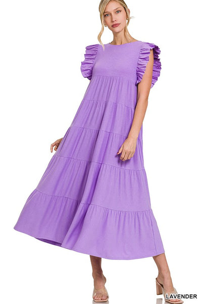 Super Soft & Flowy Ruffle Sleeve Maxi Dress