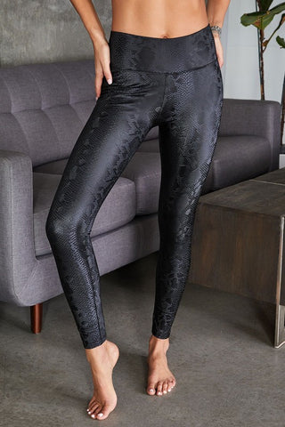 Faux Leather Snake Print Leggings