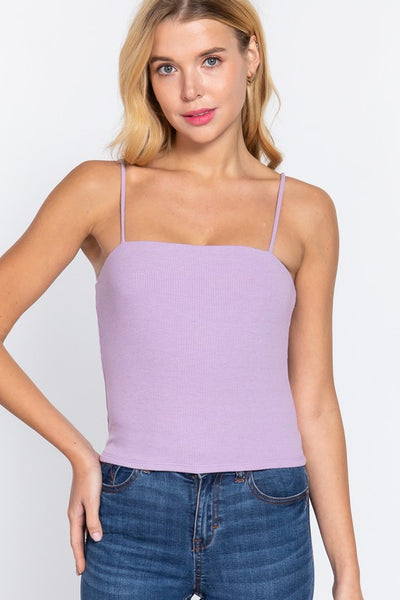 Straight Neck Ribbed Cami Top