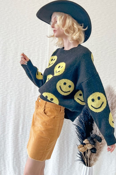 Smiley Thick Knit Sweater