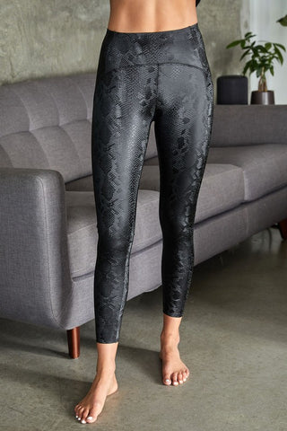 Faux Leather Motion Snake Print Leggings