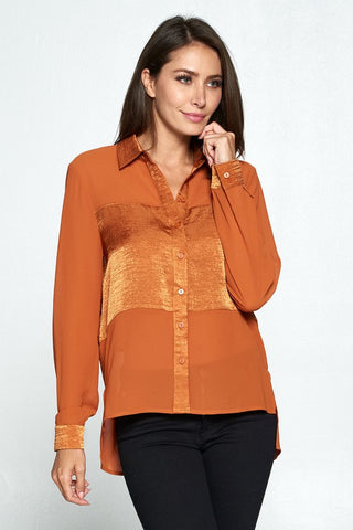 Satin & Chiffon Mix Blouse