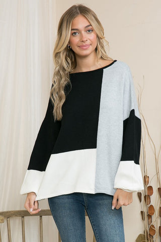 Color Block Loose Fit Sweater