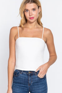 Straight Neck Ribbed Cami Top