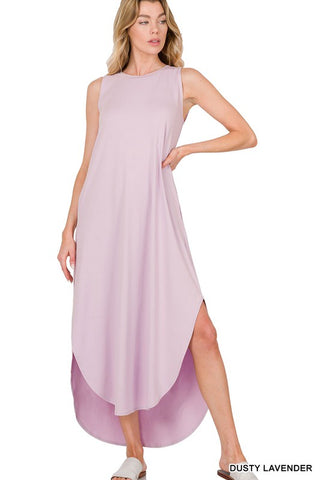 BRUSHED SIDE SLIT DRESS WITH POCKETS