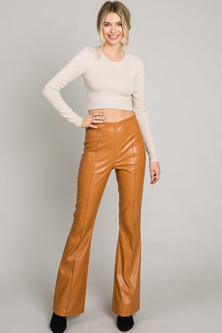 Pull on Pleather Flare Pants