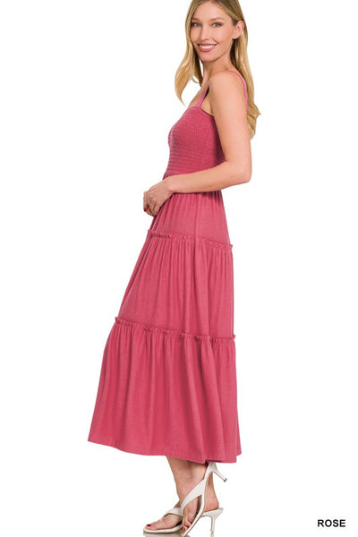 Super Soft Smocked Tiered Midi Dress