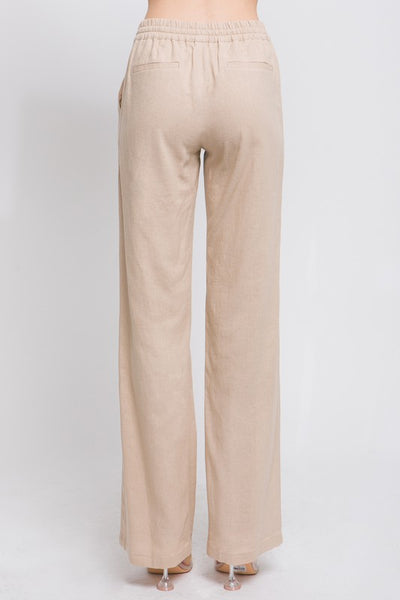 Pantalon Recto de Lino con Jareta