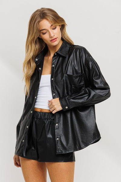 Faux Leather Relaxed fit Shorts