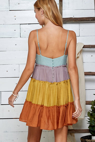 MULTI COLOR TIERED DRESS