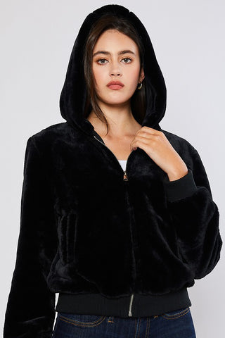 Soft Faux Fur Hood Jacket