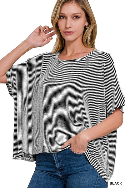OverSized Ribbed Striped T-Shirt
