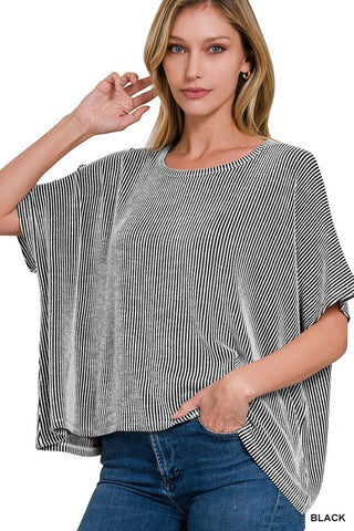 OverSized Ribbed Striped T-Shirt