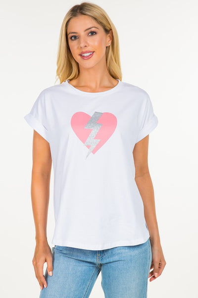 Heart Lightning Glitter Graphic Tee