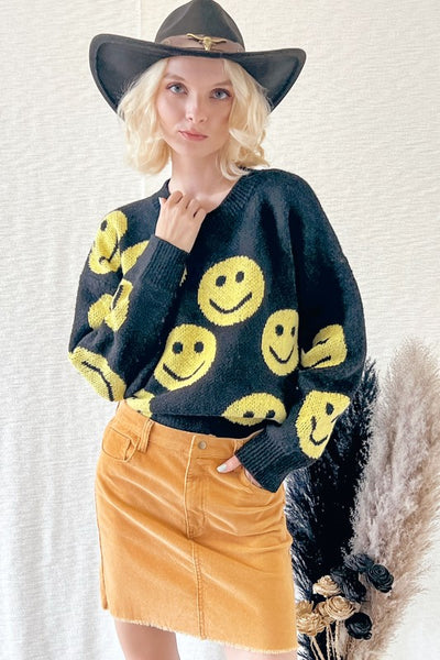 Smiley Thick Knit Sweater