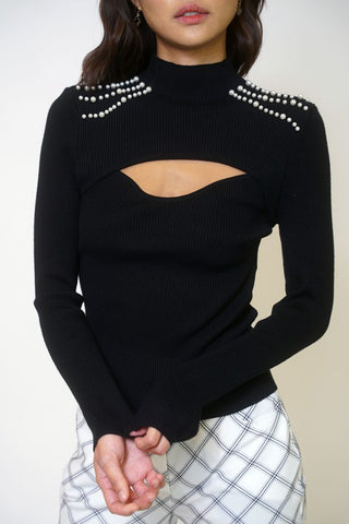 Cutout Pearl Knit Top