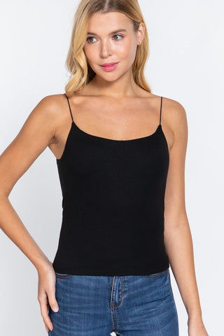 Ribbed Cami Top with Bra Cup