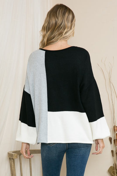 Color Block Loose Fit Sweater