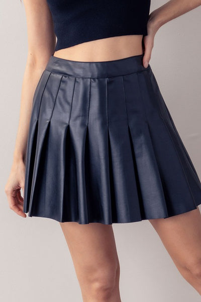 Pleather Pleated Mini Skirt