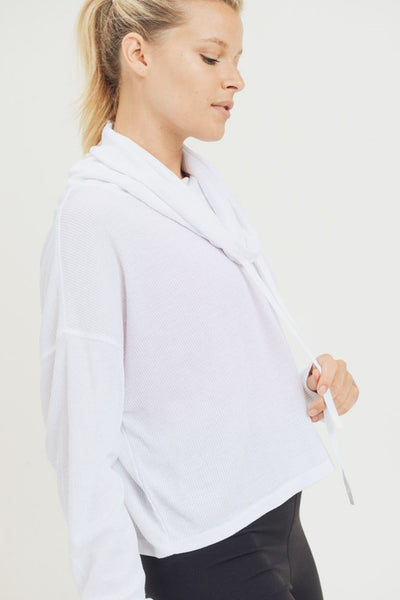 Boxy Mineral-Washed Cowl-Neck Pullover