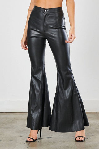 Premium Faux Leather Wide Flare Pants