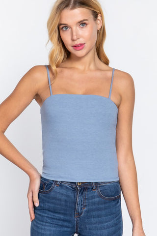 Straight Neck Ribbed Cami Top