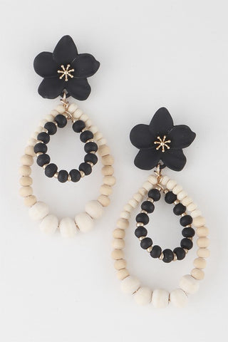Flower Beads Dangle Earrings