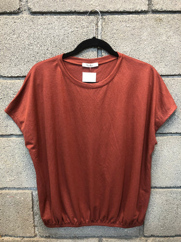 Premium Round Neck Cinched Waist T Shirt